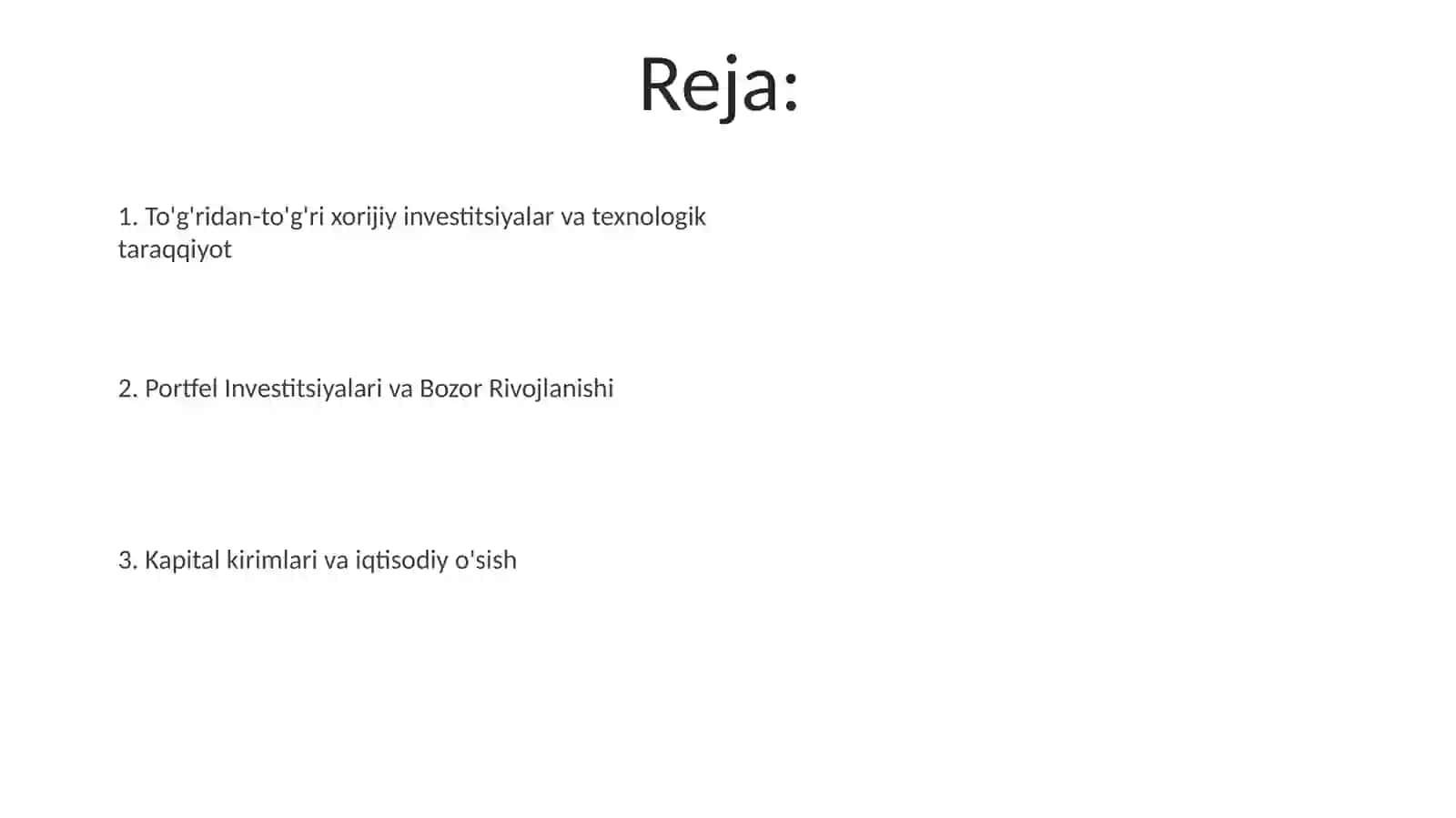 To'g'ridan-to'g'ri xorijiy investitsiyalar (TTXI) 2