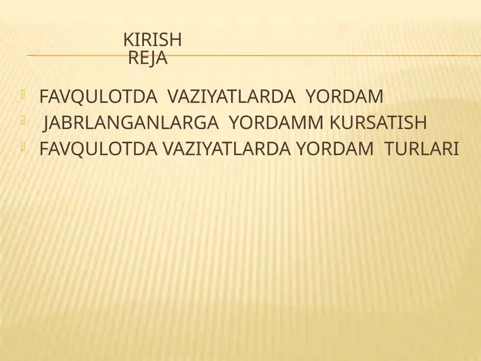 FAVQULOTDA  XOLATLARDA YORDAM 2