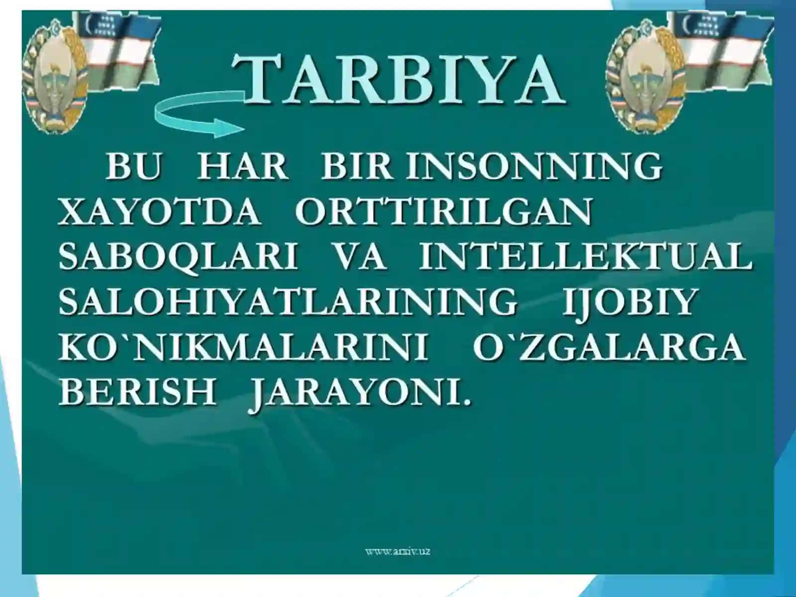PEDAGOGIK JARAYONDA TARBIYANING  MAZMUNI. 2