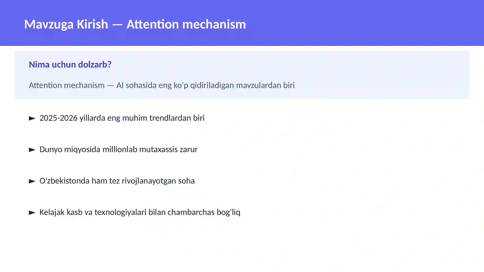 AI | DEEP LEARNING VA NEYRON TARMOQLAR 2