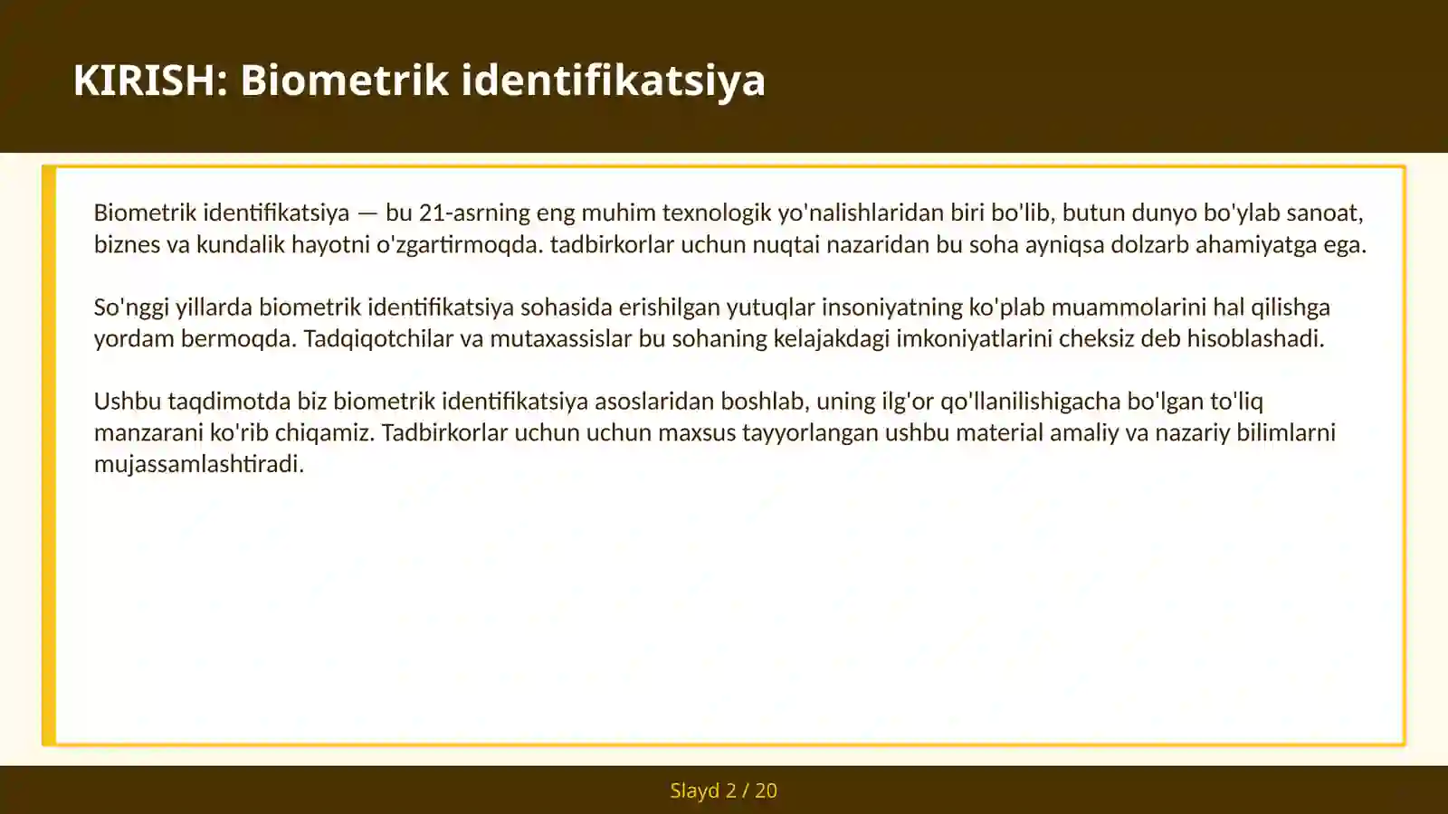 Biometrik identifikatsiya 2