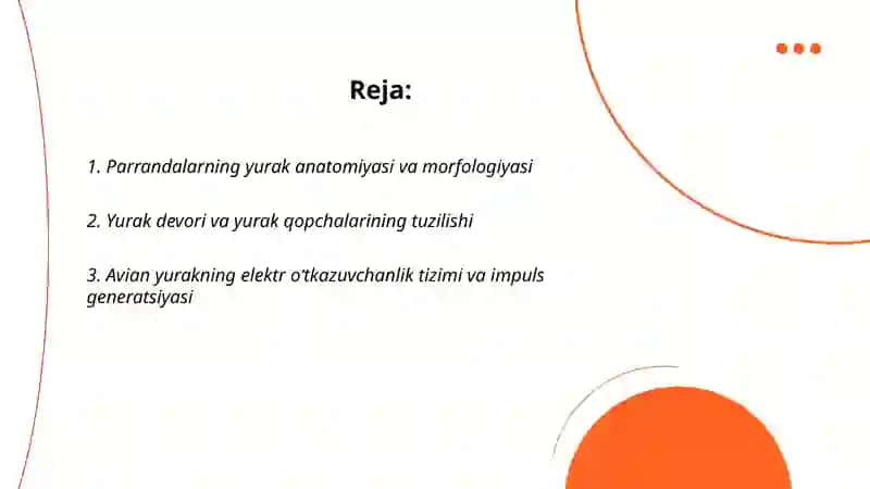 Parrandalarning yurak va qon tomirlari fiziologiyasi 2