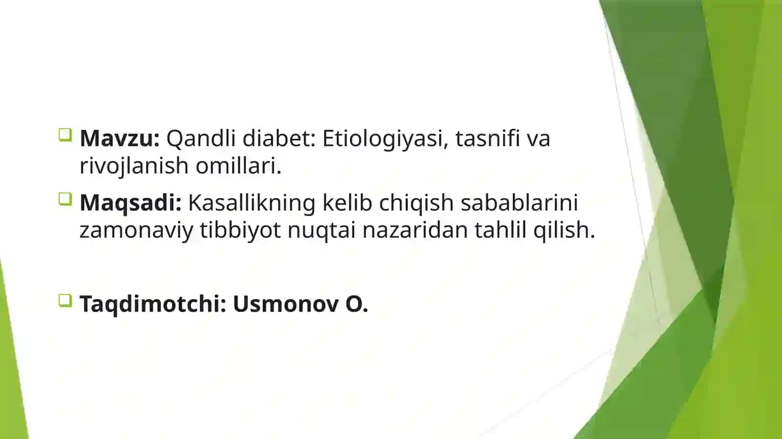 Qandli diabet: Etiologiyasi, tasnifi va rivojlanish omillari 2