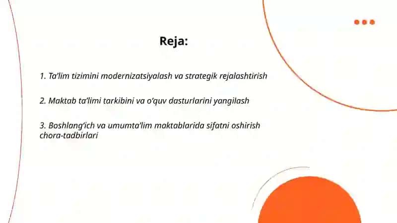 Taʼlim tizimini modernizatsiyalash va strategik rejalashtirish 2