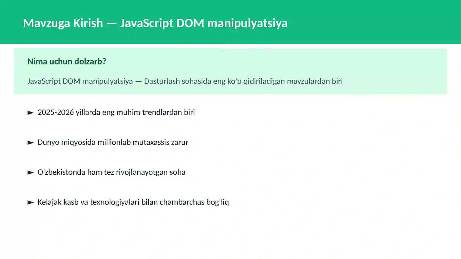 JavaScript DOM manipulyatsiya 2
