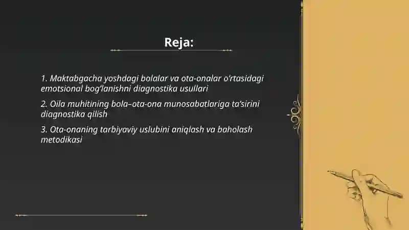 Maktabgacha yoshdagi bolalar va ota- onalar õrtasidagi munosabatlar diagnostikasi 2