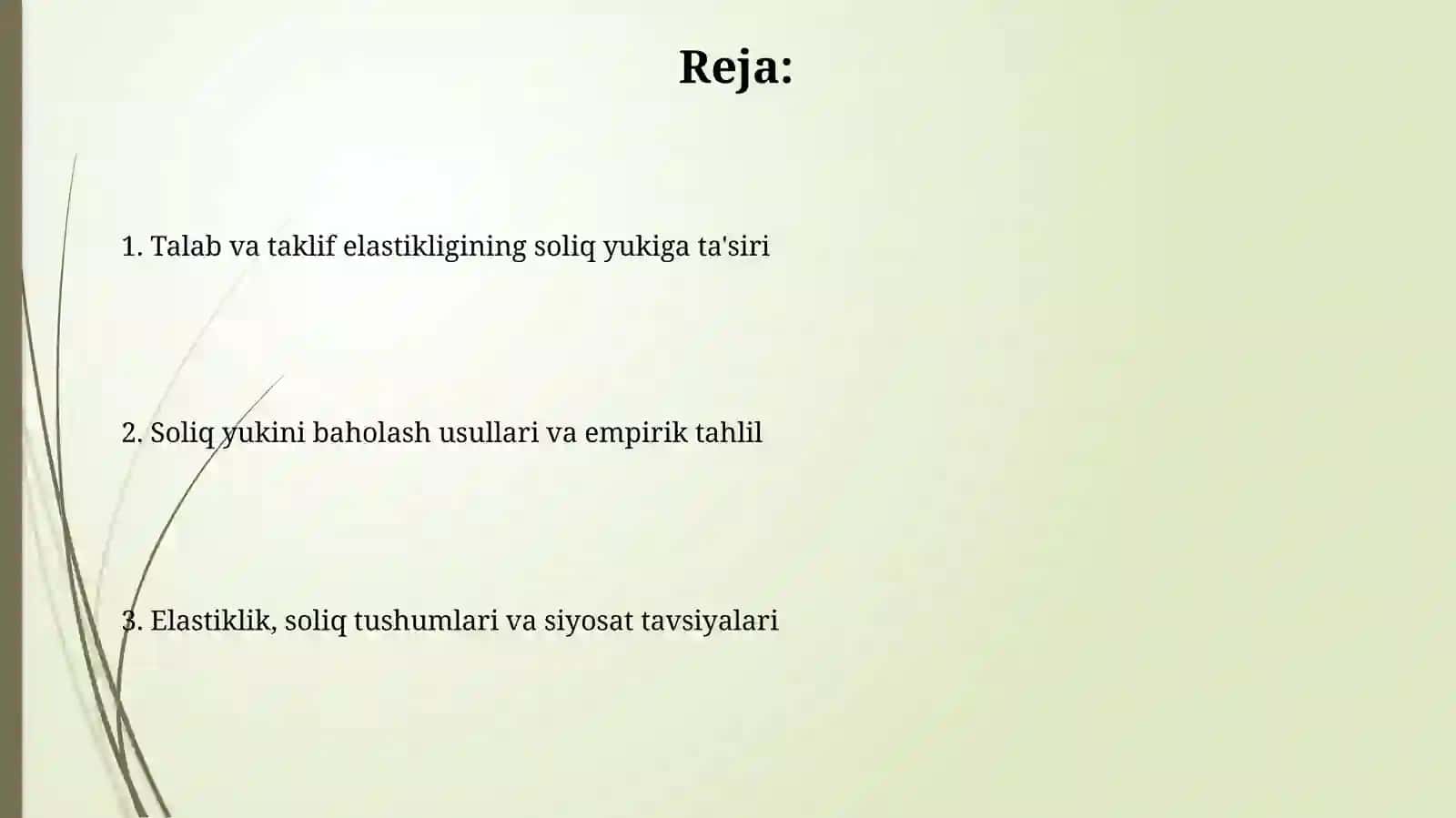 Talab va taklif elastikligiga ko'ra soliq yukini hisoblash 2