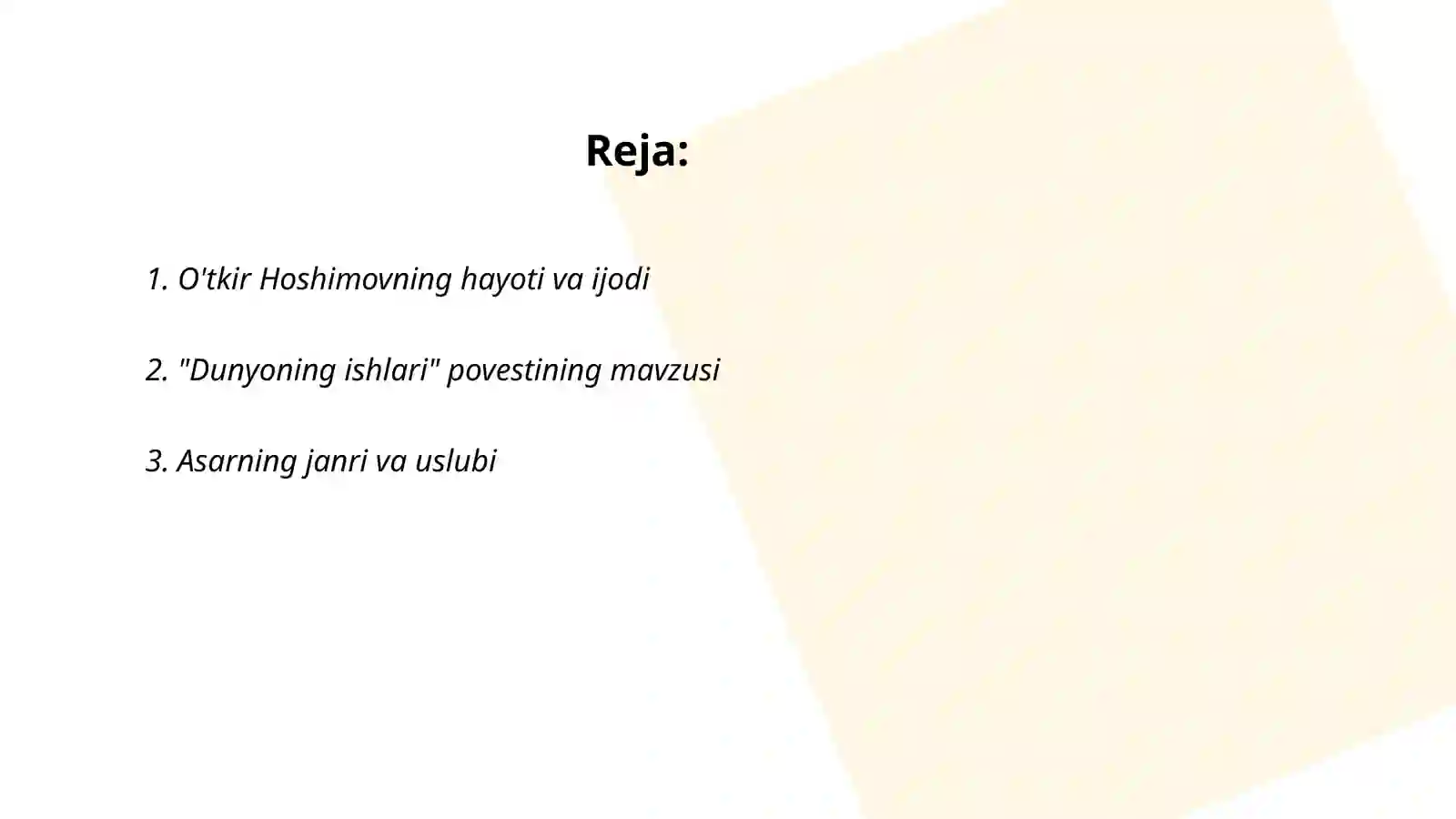 O'tkir Hoshimovning dunyoning ishlari povesti tahlili 2