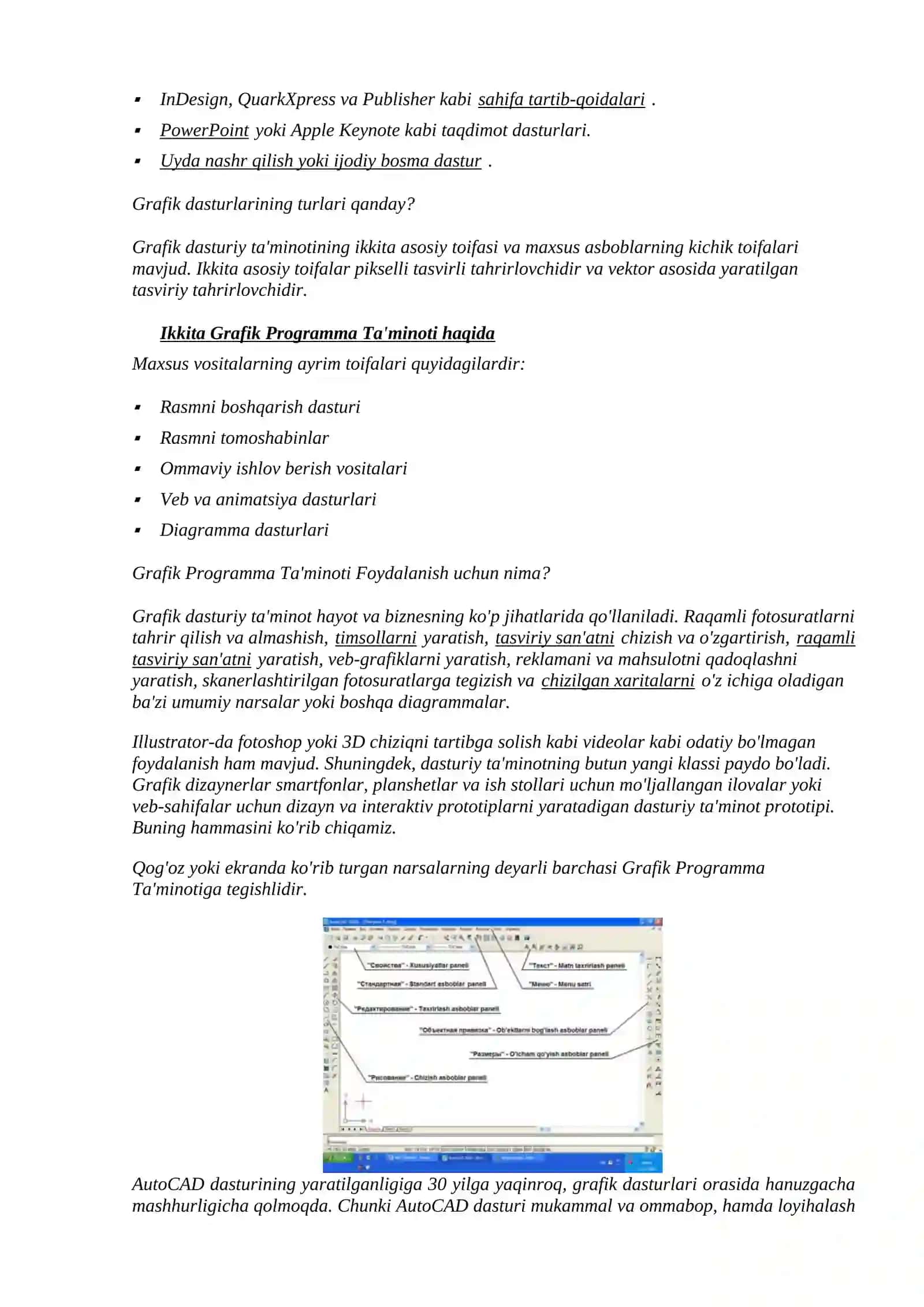 Maxsus (CAD)dasturlarda grafik ishlarni bajarish 2