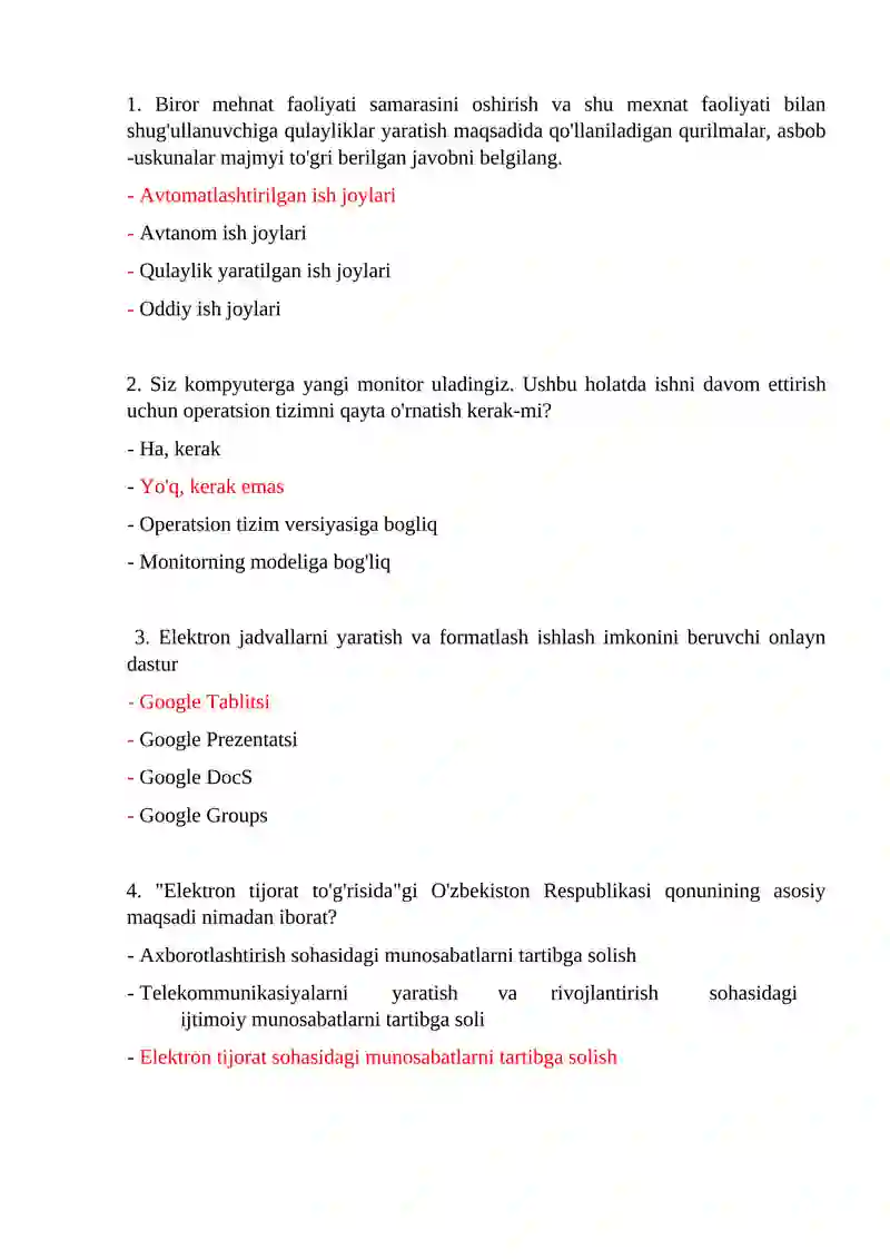 DAVLAT XIZMATCHISI ARGOS TEST 2026 2