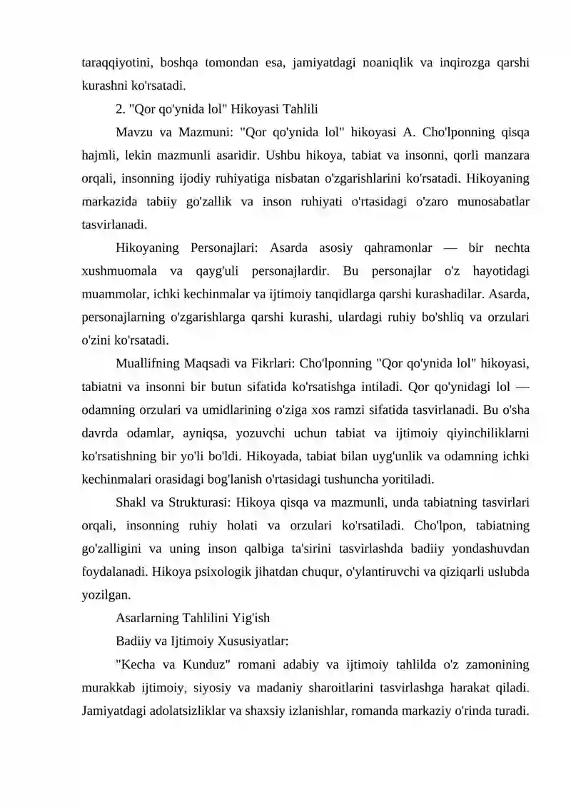 "Kecha va Kunduz" Romani 2