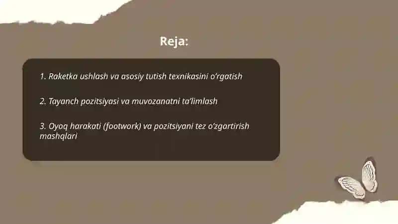 Stol tennisi oʻyinida uchraydigan holat va harakatlarga oʻrgatish 2