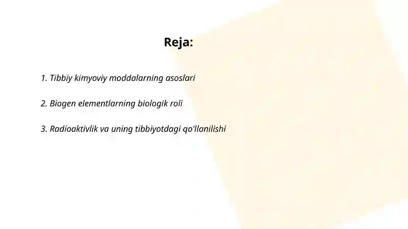 Tibbiy kimyoga kirish 2
