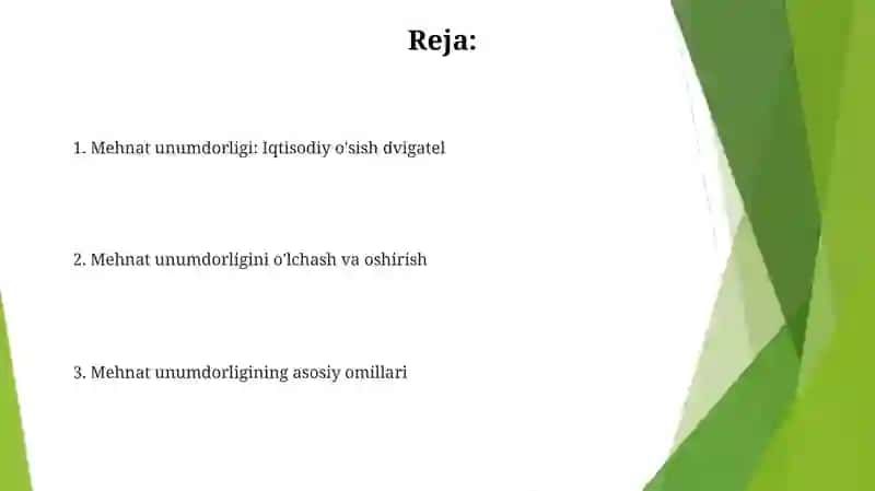 Mehnat unumdorligi - iqtisodiy o'sish omili sifatida 2