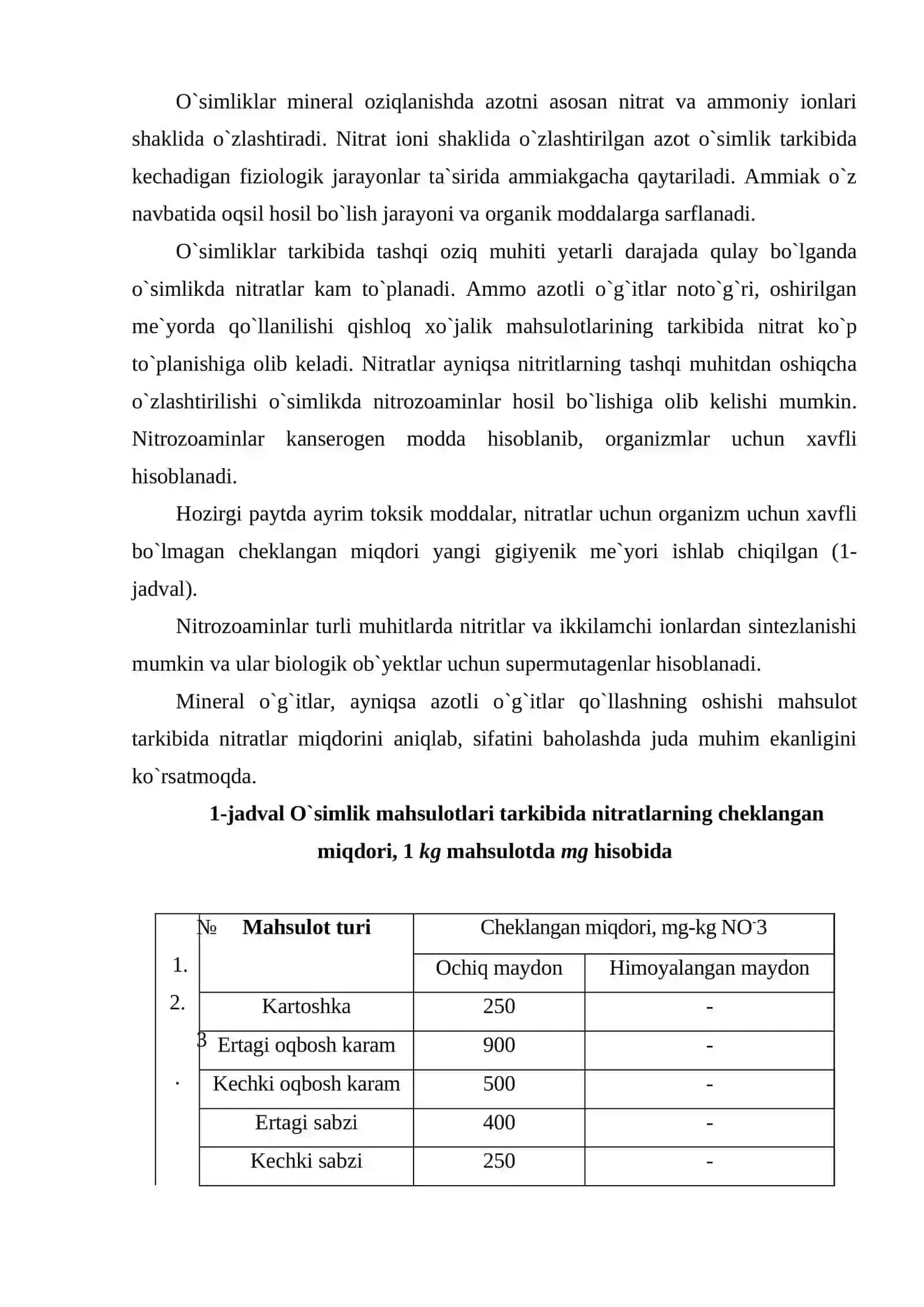 Sabzavоt va pоliz mahsulоtlari tarkibidagi nitrat miqdоrini (B.P. Pleshkоv usuli) aniqlash 2