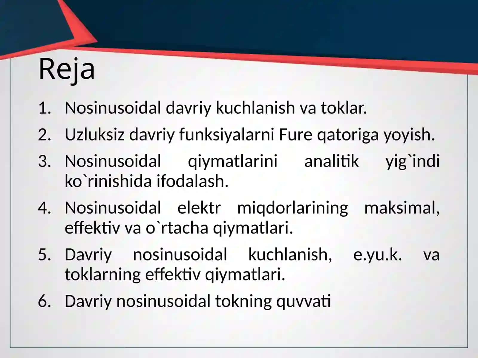 Nosinusoidal tok haqida tushuncha 2