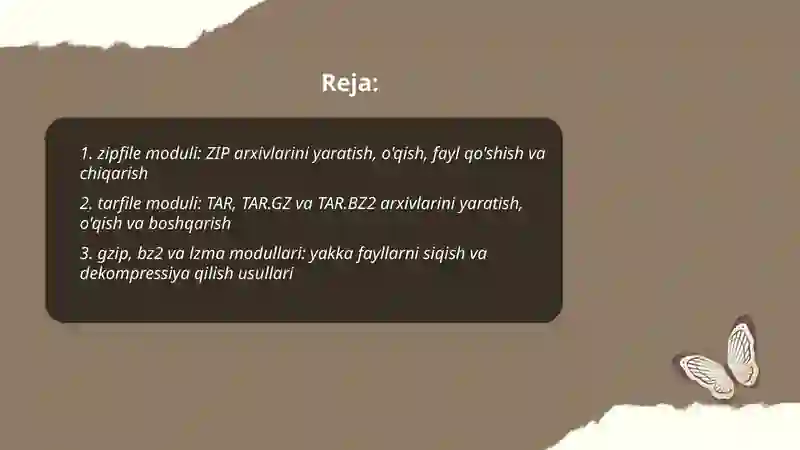 Python dasturlash tilida arxivlar bilan ishlash 2