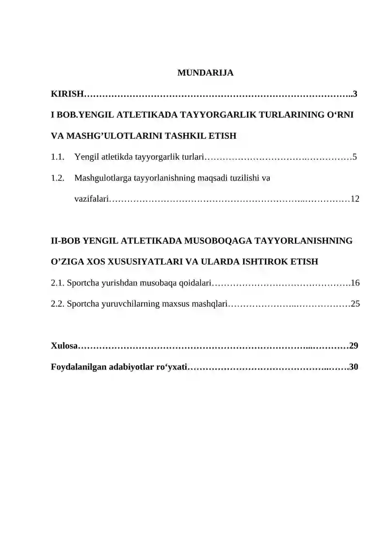 YENGIL ATLETIKADA UMUMIY VA MAXSUS TAYYORGARLIK MASHQLARI BOʻYICHA MAHORATINI OSHIRISH 2