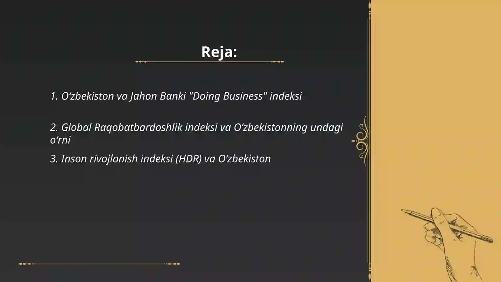 Iqtisodiy va ijtimoiy sohadagi ustuvor xalqaro reytinglar va ularga Oʻzbekistonning integratsiyalashuvi 2