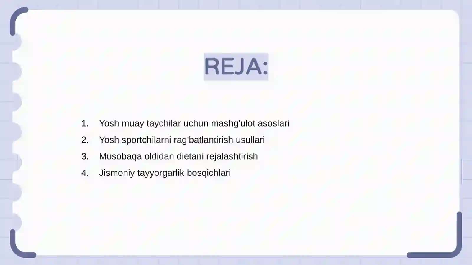Yosh muay taychilar uchun mashg'ulot asoslari 2