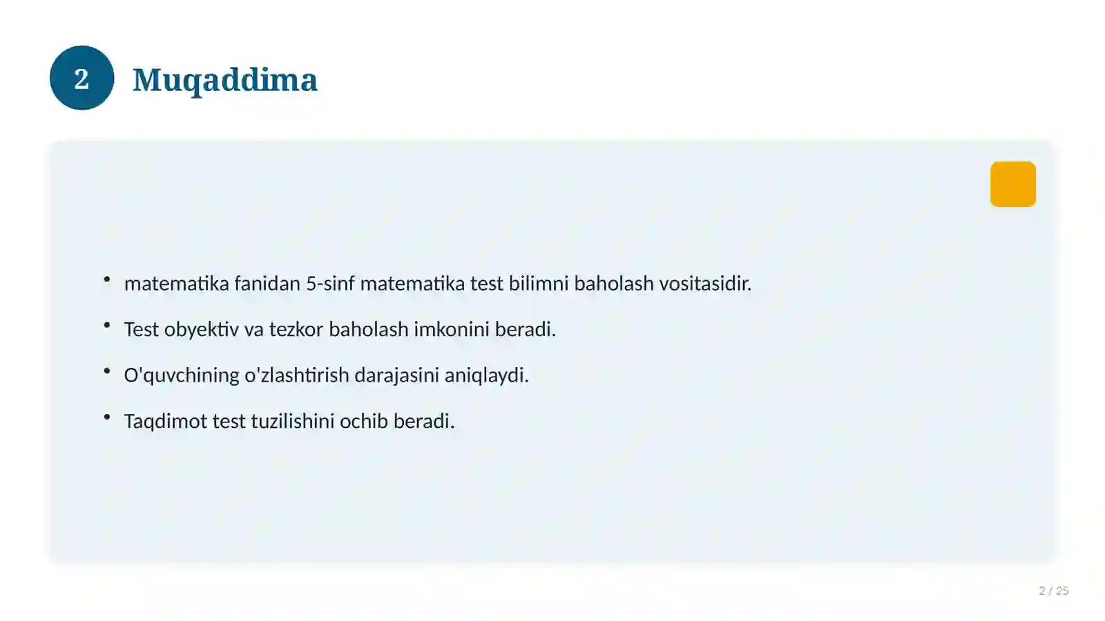 5-sinf matematika test 2