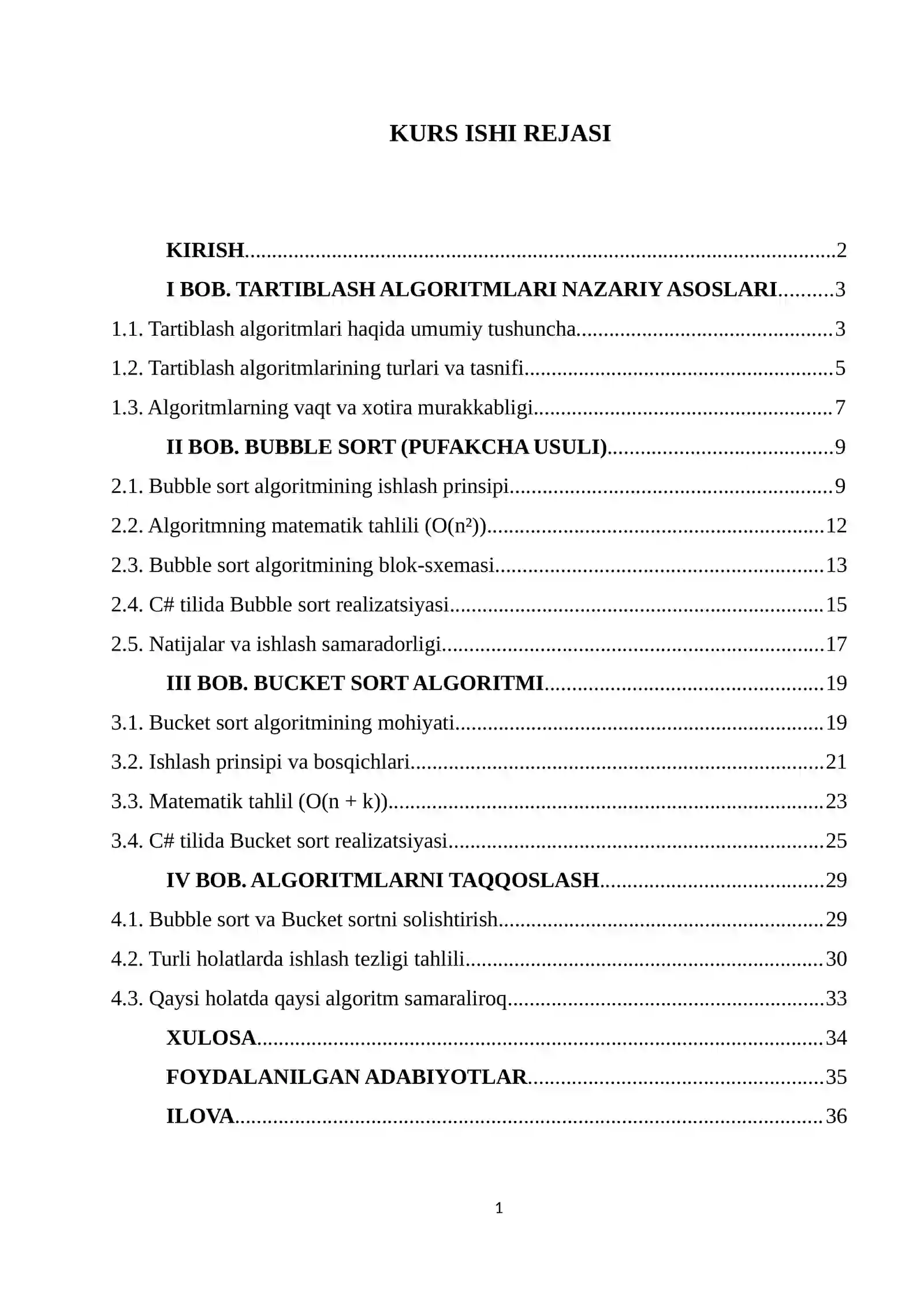 Tartiblash algoritmlari Bubble sort va Bucket sort 2