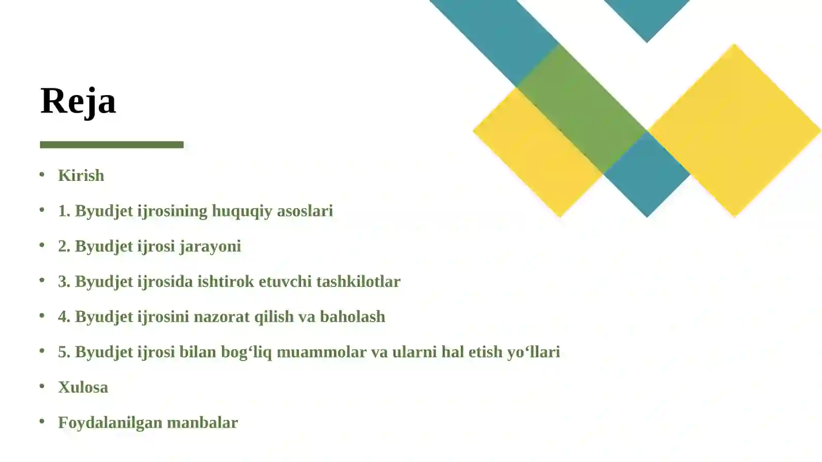 Byudjet ijrosini tashkil etish 2