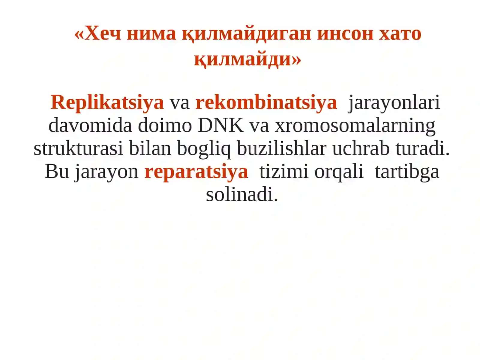 Hujayra biologiyasi.Mutatsiya 2