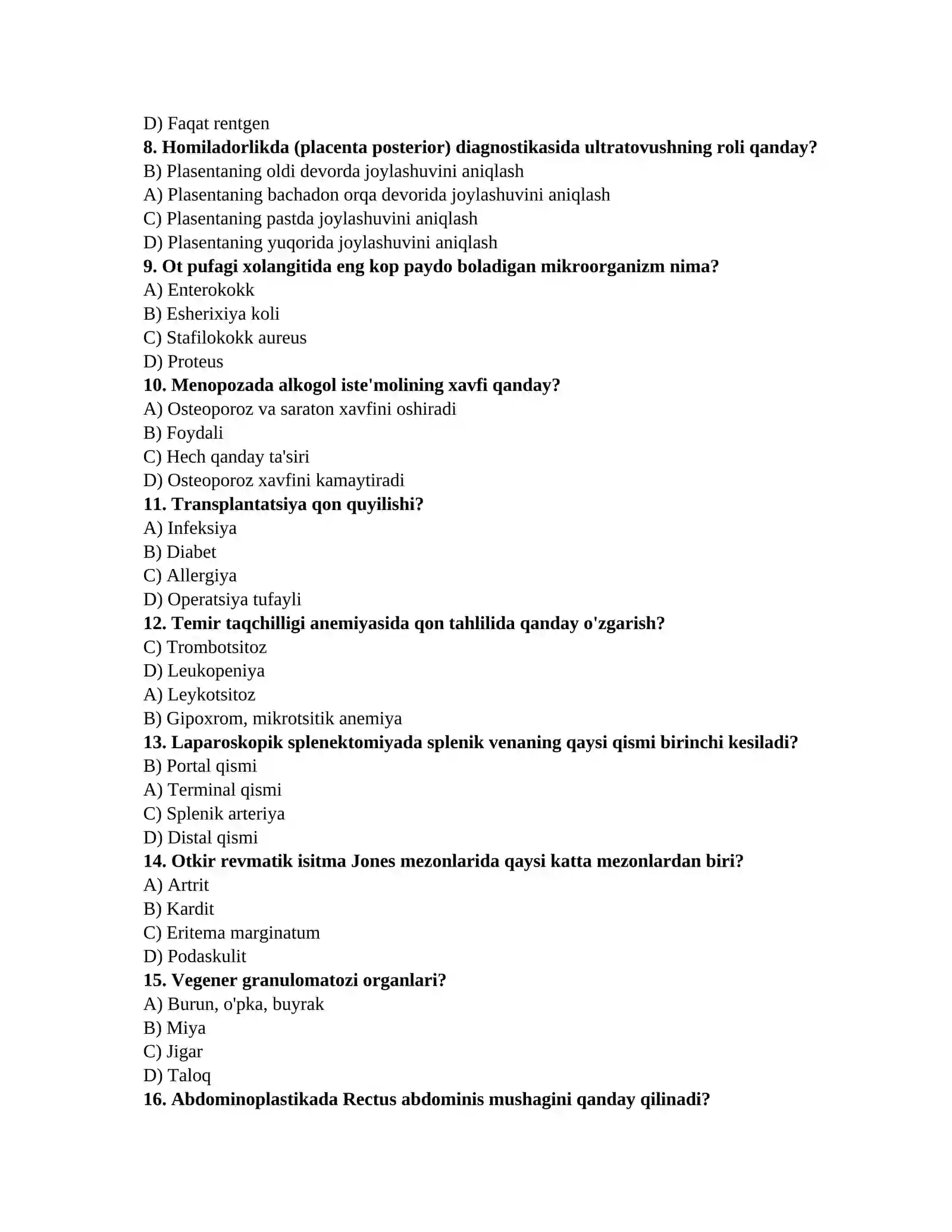 Bolalar kasalliklari testlari 2