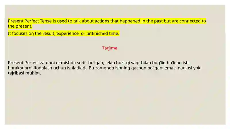 Present Perfect Tense 2