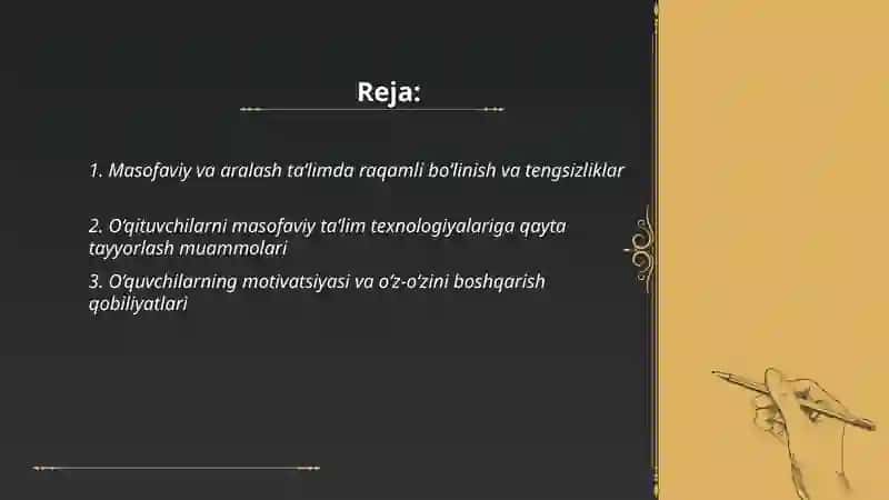 Ortiqova Niginaning Raqamli pedagogika fanidan tayyorlagan Taqdimoti 2