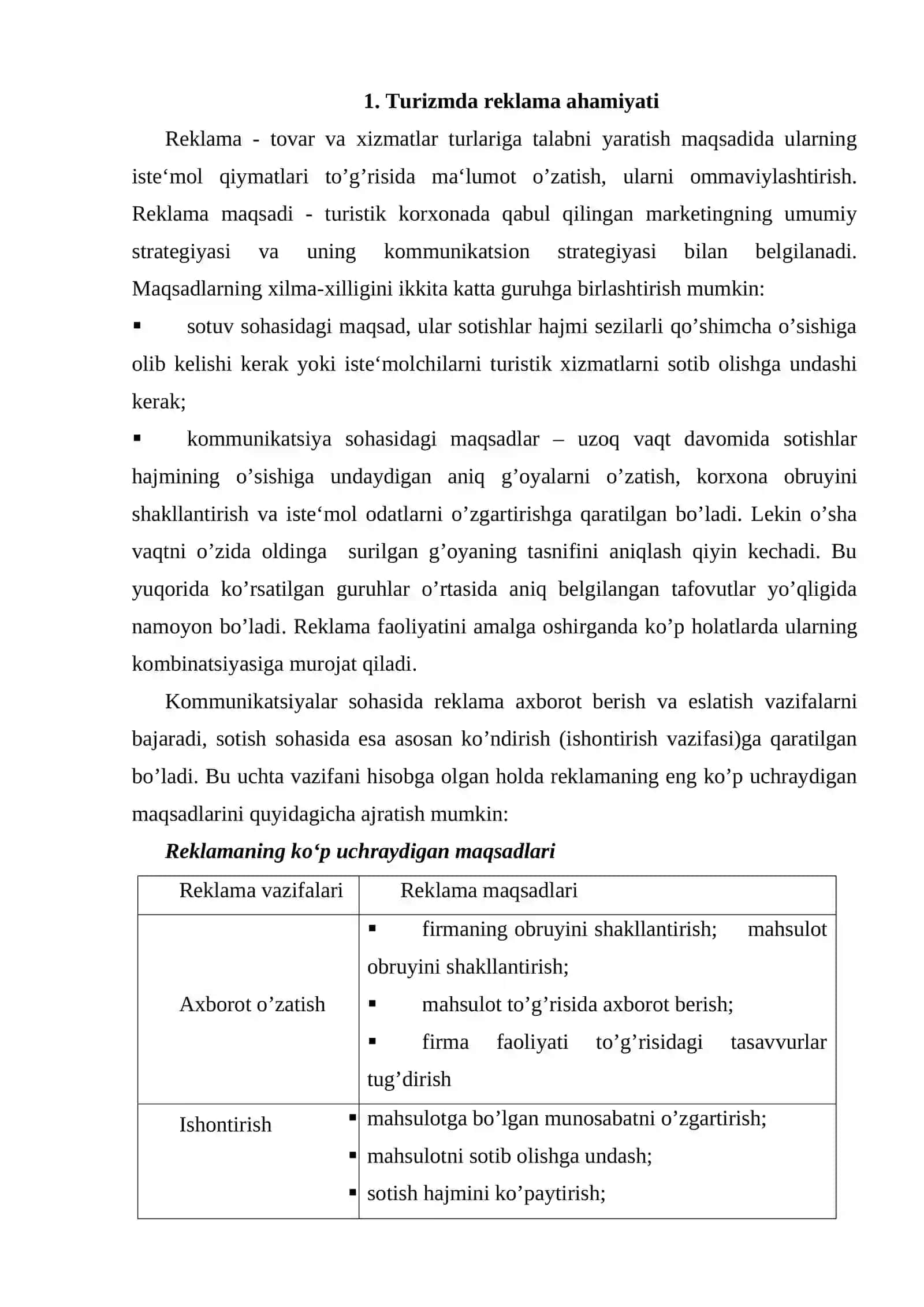 Turizmda reklama faoliyatini tashkil etish 2