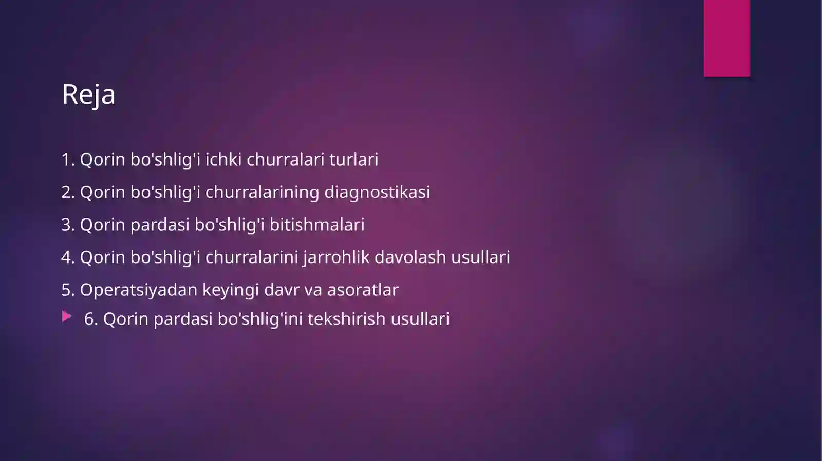Qorin parda bo'shlig'i bitishmalari 2
