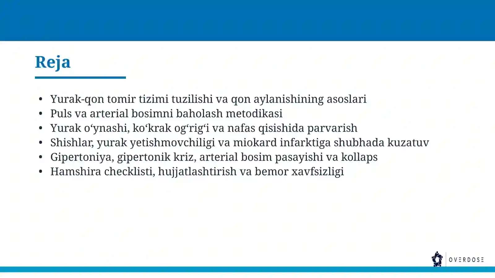 Yurak-qon tomir tizimi kasalliklarida bemor parvarishi va nazorati 2