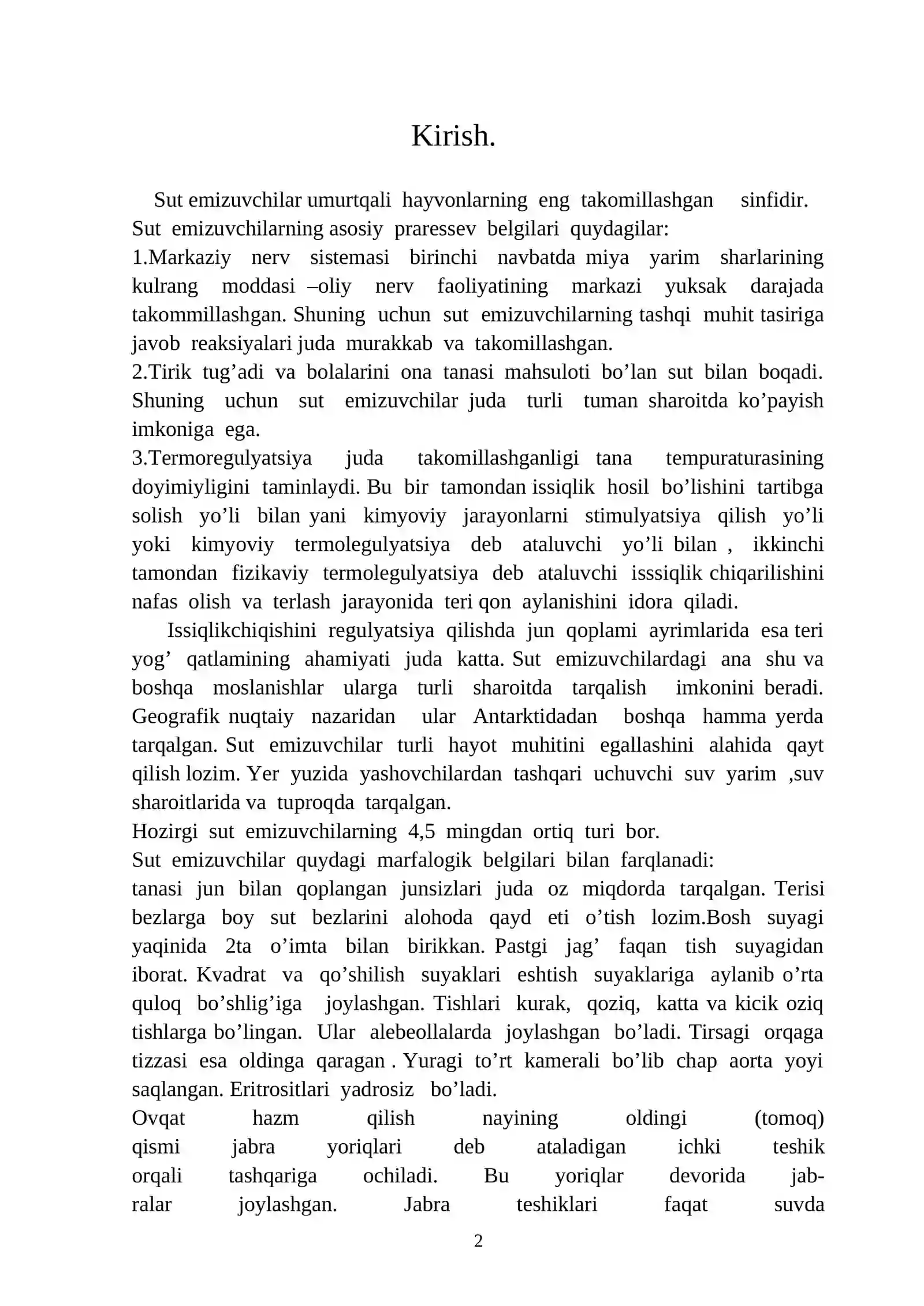 Sut emizuvchilarning ekologiyasi va ularning geogerafik tarqalishi 2
