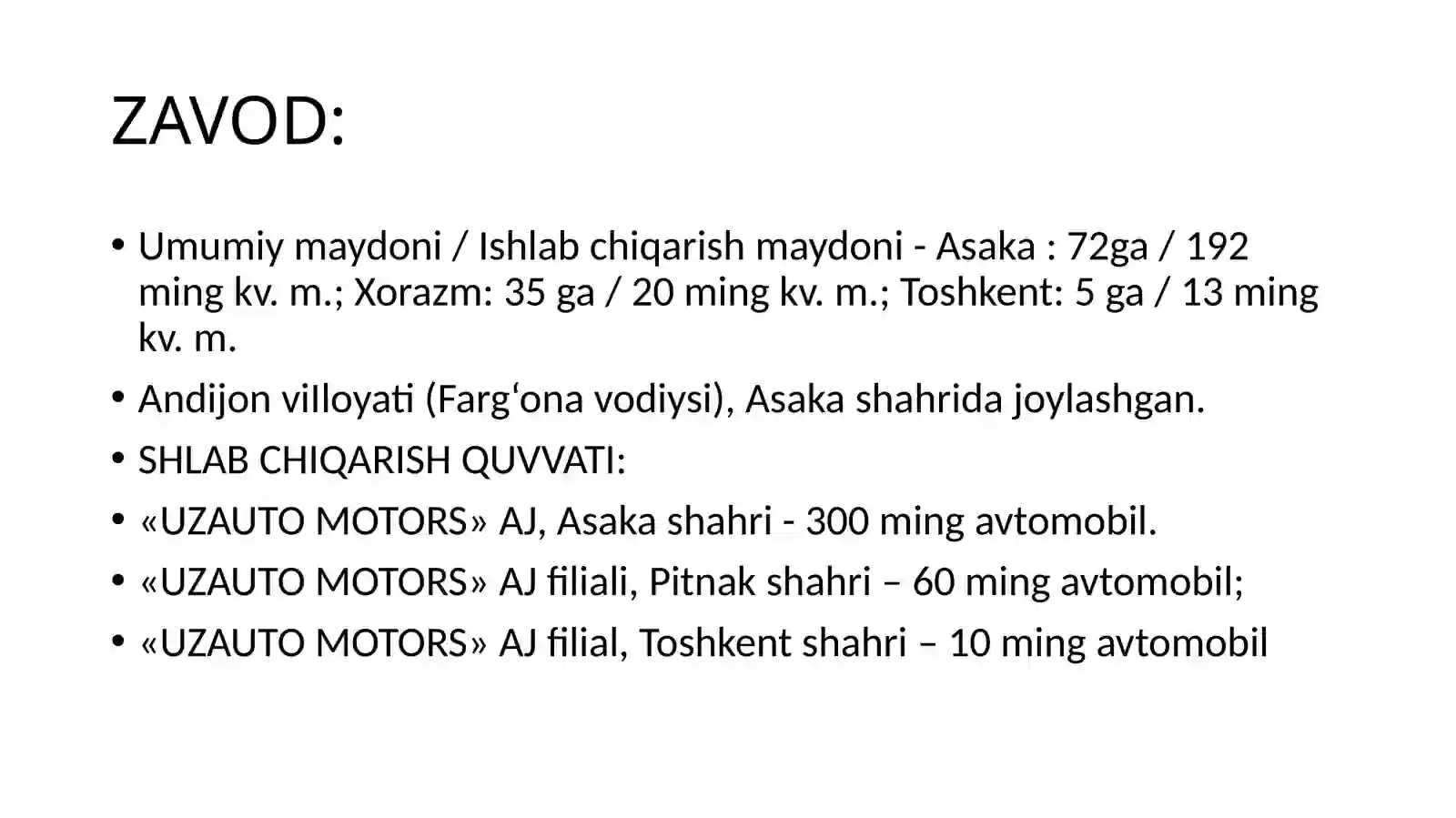 UZAUTO MOTORS aksiyadorlik jamiyati 2