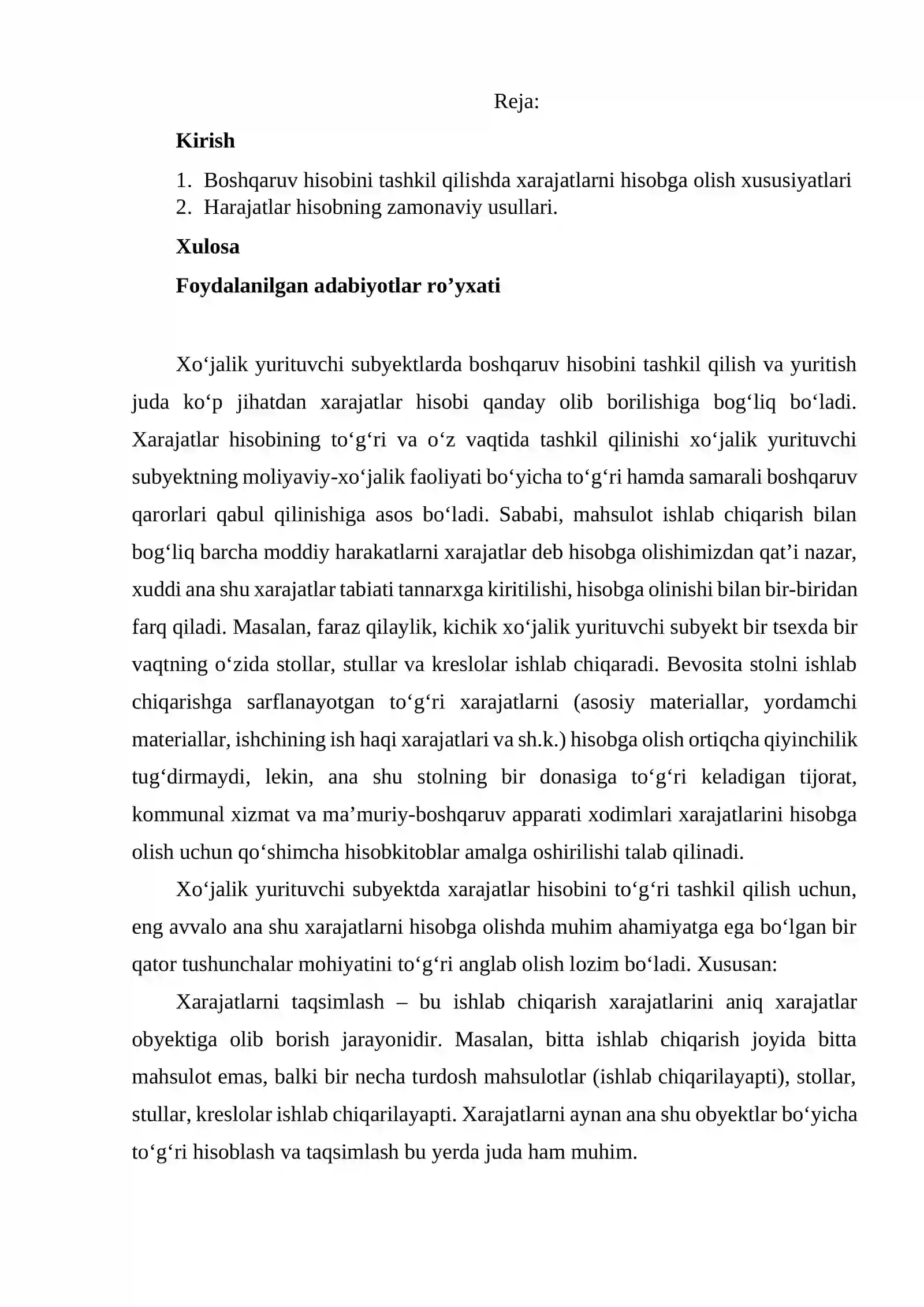 BOSHQARUV HISOBI TIZIMIDA XARAJATLARNI BAXOLASH USULI 2