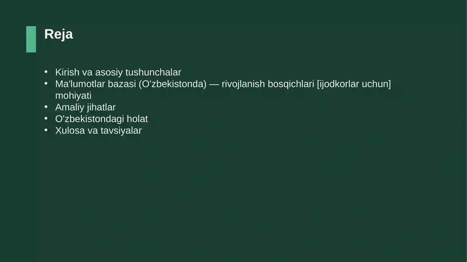 Ma'lumotlar bazasi (O'zbekistonda) — rivojlanish bosqichlari [ijodkorlar uchun] 2