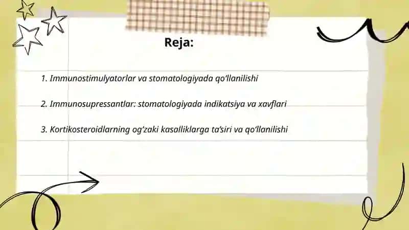 Immun tizimiga ta’sir etuvchi vositalar. Stomatologiyada qo‘llanishi 2