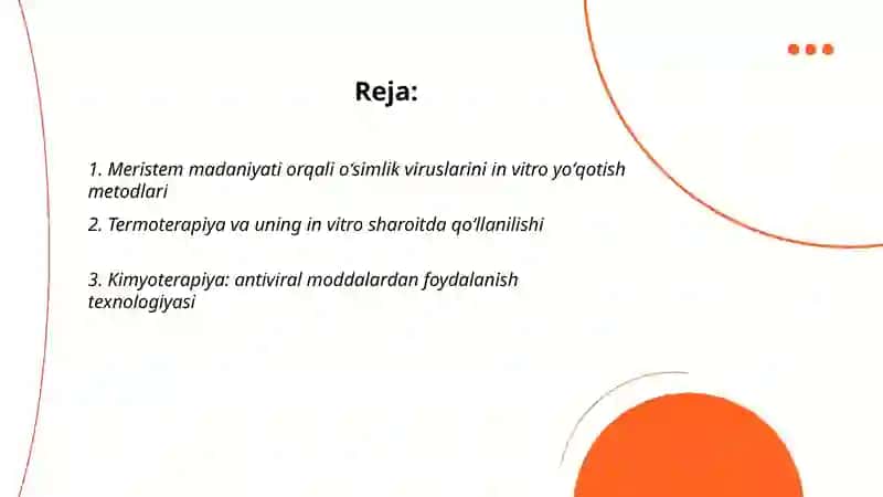 Oʻsimlik viruslarini in vitro yoʻqotish texnologiyasi 2