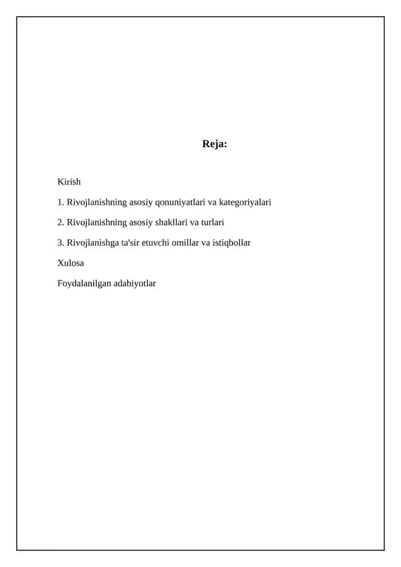 Rivojlanishning umumiy qonunlari va kategoriyalari 2