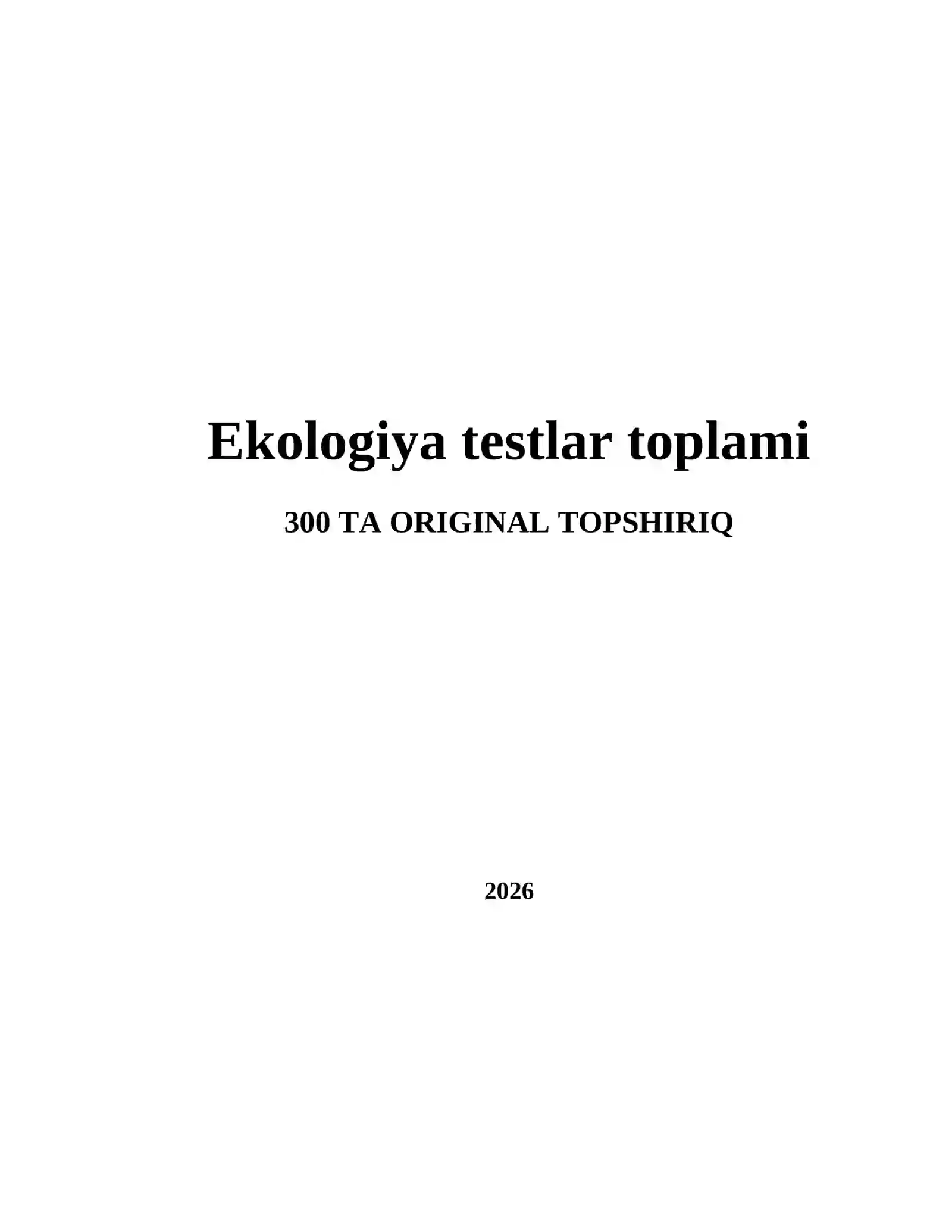 Ekologiya testlar toplami 2