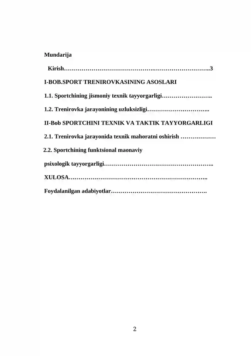 SPORTCHINI JISMONIY, TEXNIK VA TAKTIK TAYYORGARLIGI 2