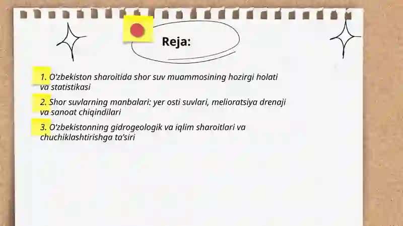 O‘zbekiston sharoitida shor suvlarni chuchiklashtirish gʻoyasini ishlap chqish 2