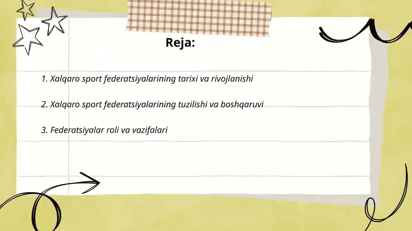 Xalqaro sport federatsiyalari va ularning faoliyati 2