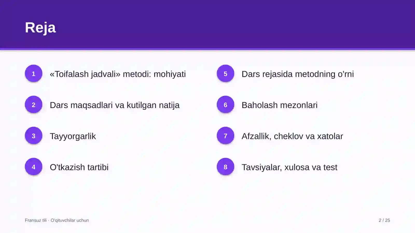 fransuz tili darslarida toifalash jadvali metodidan foydalanish 2549 2