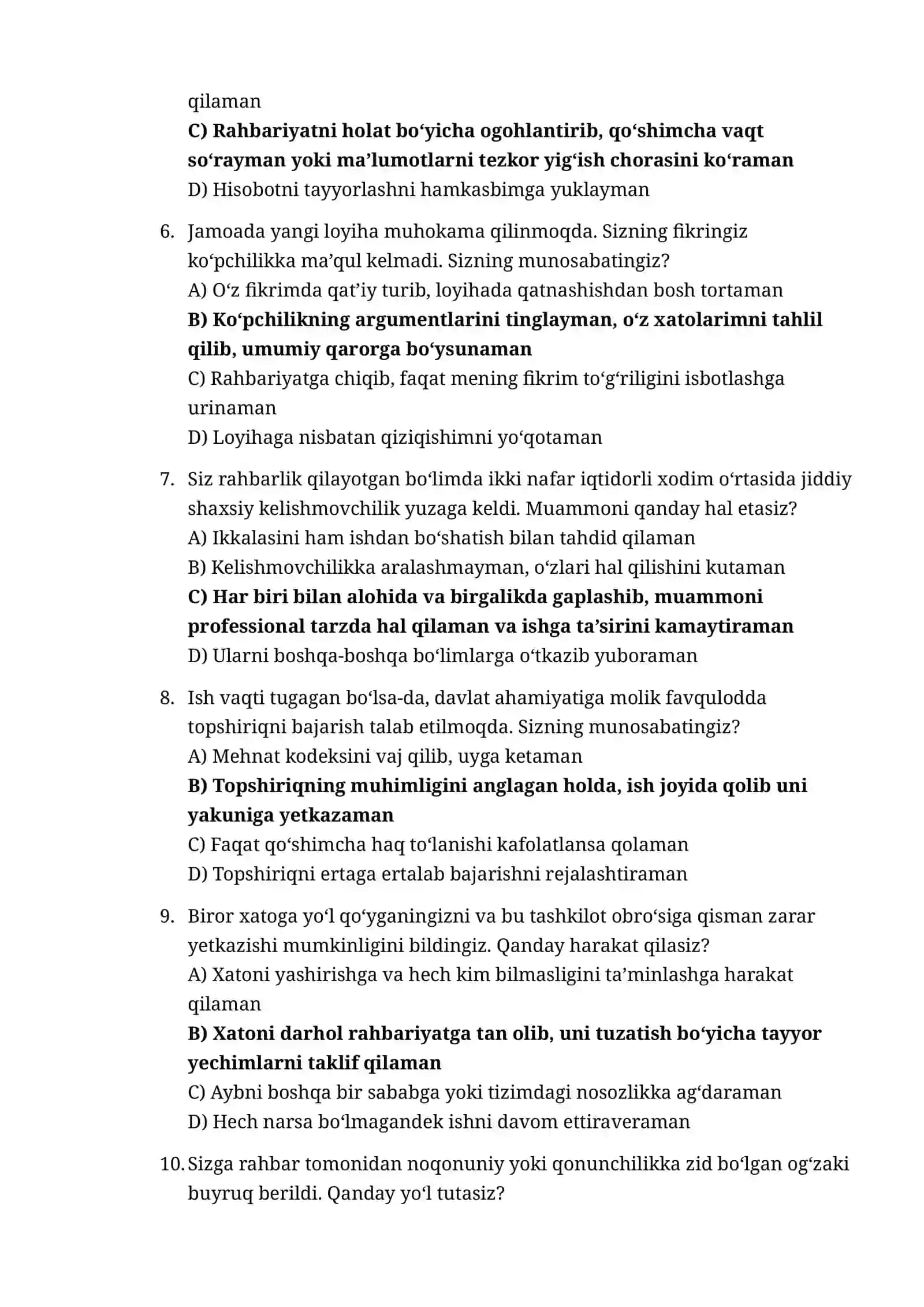 Davlat Xavfsizlik xizmati akademiyasi uchun psixologik testlar 300 talik 2