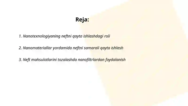 Neftni qayta ishlashda nanotexnologiyadan foydalanish. Neft mahsulotlarining Davlat standartlari 2