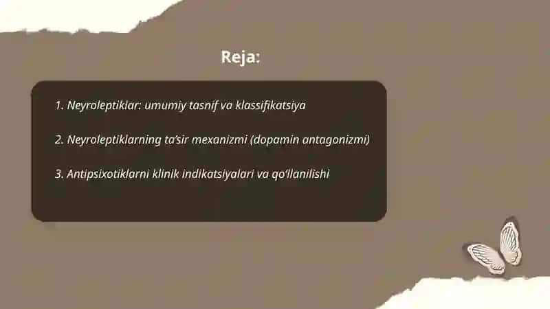 Neyroleptiklar. Trankvilizatorlar. Sedativ moddalar 2