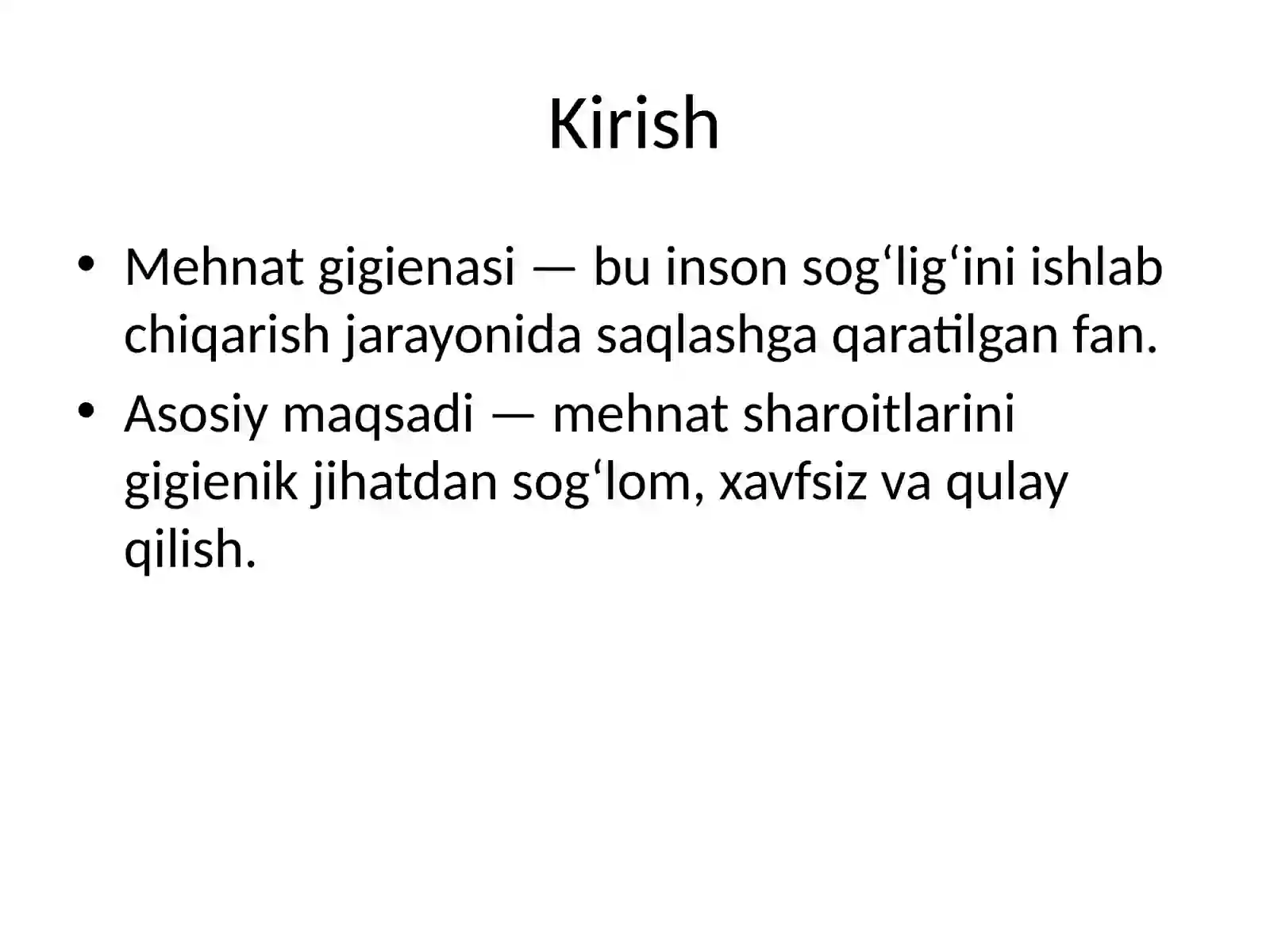 MEHNAT GIGIENASINING UMUMIY ASOSLARI 2